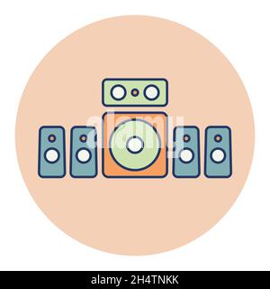 5.1 surround sound system vector icon. Graph symbol for music and sound web site and apps design, logo, app, UI Stock Vector