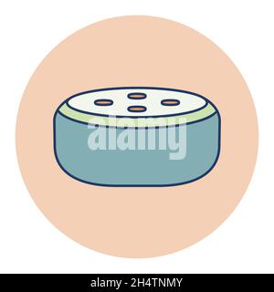 Small smart speaker with voice recognition flat color vector icon. Graph symbol for music and sound web site and apps design, logo, app, UI Stock Vector
