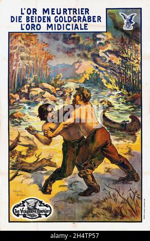 Vintage movie poster - The Strength of Men (Vitagraph, 1913). Foreign Poster - Harry Bedos Artwork Stock Photo