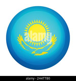 Glass light ball with flag of Kazakhstan. Round sphere, template icon. Kazakh national symbol. Glossy realistic ball, 3D abstract vector illustration Stock Vector