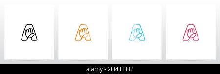 High Five Outline On Letter Logo Design A Stock Vector