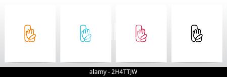 High Five Outline On Letter Logo Design L Stock Vector