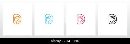 High Five Outline On Letter Logo Design D Stock Vector
