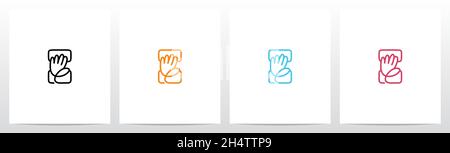 High Five Outline On Letter Logo Design I Stock Vector