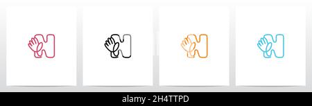 High Five Outline On Letter Logo Design N Stock Vector