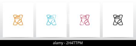 High Five Outline On Letter Logo Design X Stock Vector