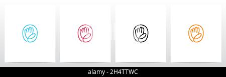 High Five Outline On Letter Logo Design O Stock Vector