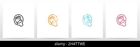 High Five Outline On Letter Logo Design Q Stock Vector
