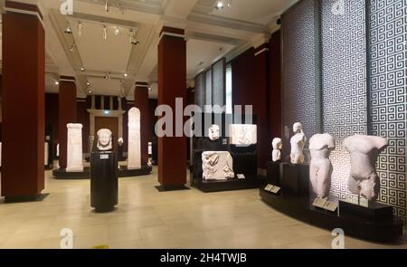 Istanbul, Turkey - January 01, 2021: Interior and exhibits of the main building of the Archaeological Museum in Istanbul Stock Photo