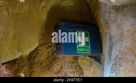 First Aid Box in Royal Arch Cave, Chillagoe, Queensland, Australia Stock Photo
