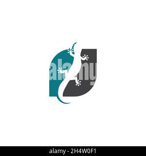 design vector. logo illustration idea from abstract combination of leaves and geckos. Stock Vector