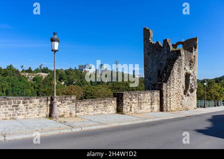 Europe, Luxembourg, Luxembourg City, The 'Dent Creuse' or 'Hollow Tooth' Ruins, Part of the historic ruined fortifications of Luxembourg City Stock Photo