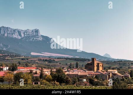 Samaniego, a small town in Alava, with mountains in the background, in the Basque country, Spain Stock Photo