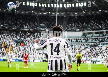 Weston Mckennie of Juventus FC during the Serie A match between Juventus FC and Sampdoria at Allianz Stadium in Turin, on 26 September 2021, Italy Stock Photo