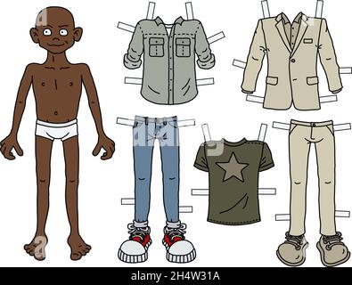 Afroamerican Paper Doll Cutout Clothes Stock Vector by ©2v 178826934