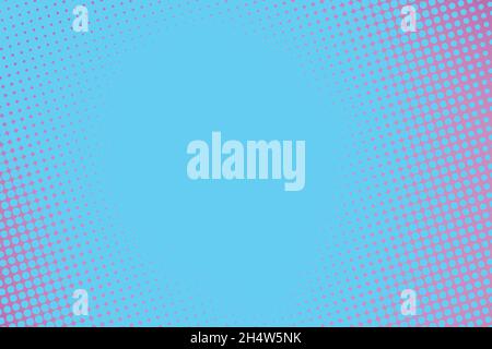 Pop art colorful comics book magazine cover. Polka dots pink and blue background. Cartoon funny dotted retro pattern. Vector halftone illustration Stock Vector
