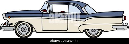 The vectorized hand drawing of a funny old american car Stock Vector