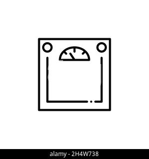 Digital bathroom scale icon. Weight management and healthy lifestyle electronic device. Pixel perfect, editable stroke Stock Vector