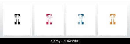 Guitar Head On Letter Logo Design I Stock Vector