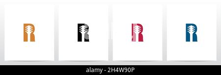 Guitar Head On Letter Logo Design R Stock Vector