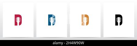 Guitar Head On Letter Logo Design D Stock Vector