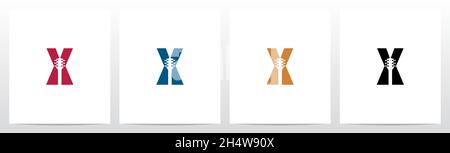 Guitar Head On Letter Logo Design X Stock Vector