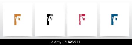 Guitar Head On Letter Logo Design F Stock Vector