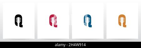 Guitar Head On Letter Logo Design Q Stock Vector