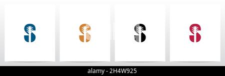 Guitar Head On Letter Logo Design S Stock Vector
