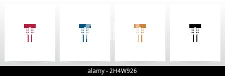 Guitar Head On Letter Logo Design T Stock Vector