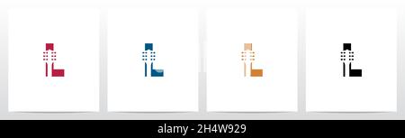 Guitar Head On Letter Logo Design L Stock Vector