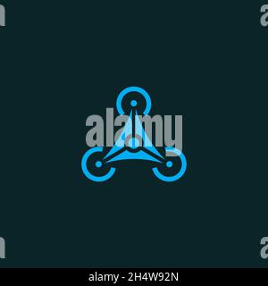 vector design. combination logo from drone and triangle logo. Stock Vector
