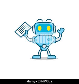 vector design. illustration from robot with a paper work. Stock Vector