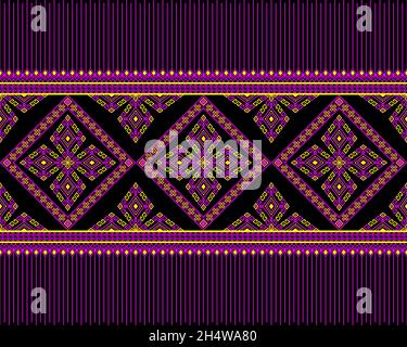 Magenta Turquoise Ethnic or Tribal Seamless Pattern on Black Background in  Symmetry Rhombus Geometric Bohemian Style for Clothing or Apparel,Embroider  Stock Vector Image & Art - Alamy