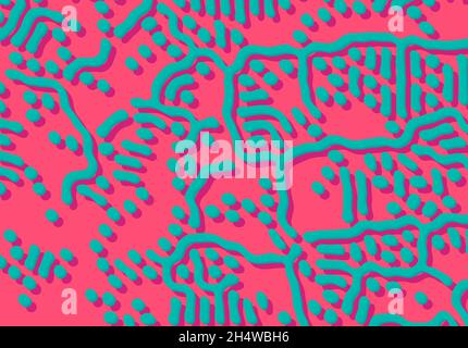Abstract background with optical illusion generative pattern and vibrant fluid psychedelic colors. Stock Vector