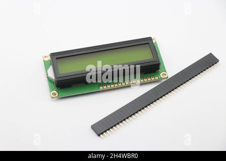 LCD display module with header pins, LCD 16x2 module isolated on white background Stock Photo