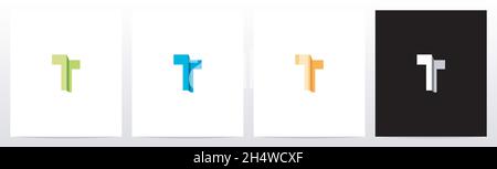 Folded Letter Logo Design T Stock Vector