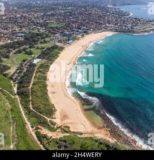 Aerial view of Maroubra Beach in Sydney Eastern Suburbs - Sydney NSW Australia Stock Photo