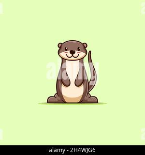 vector illustration. logo illustration of an otter made into a cute cartoon. flat cartoon style. Stock Vector