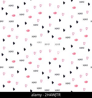 Xoxo Brush Lettering Signs Seamless Pattern Stock Vector (Royalty