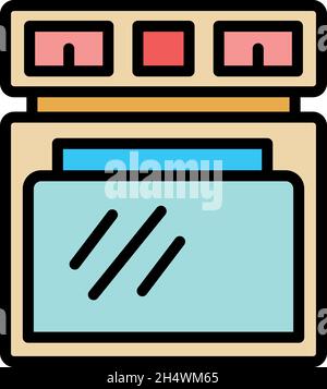 Home oven icon. Outline home oven vector icon color flat isolated Stock Vector
