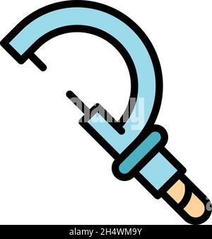 Inch micrometer icon. Outline inch micrometer vector icon color flat isolated Stock Vector