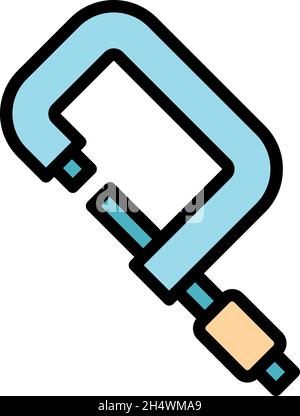 Digital micrometer icon. Outline digital micrometer vector icon color flat isolated Stock Vector