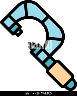 Industrial micrometer icon. Outline industrial micrometer vector icon color flat isolated Stock Vector