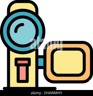 Pocket camcorder icon. Outline pocket camcorder vector icon color flat isolated Stock Vector