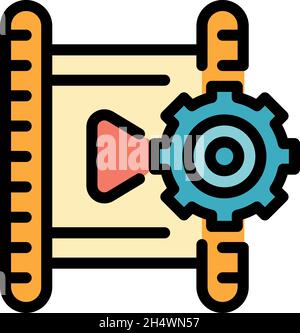 Video settings icon. Outline video settings vector icon color flat isolated Stock Vector