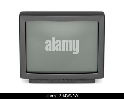 Old TV on white background, front view Stock Photo