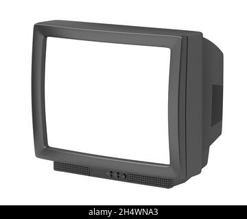 CRT TV with empty screen isolated on white background Stock Photo