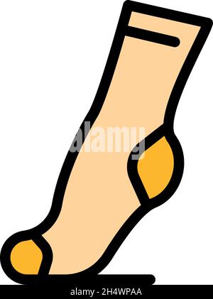 Long sock icon. Outline long sock vector icon color flat isolated Stock Vector