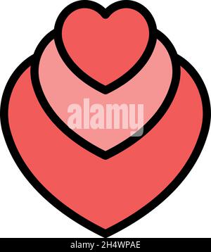 Three hearts icon. Outline three hearts vector icon color flat isolated Stock Vector